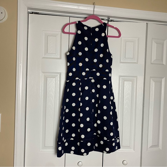 Navy and white polka dot A-line sundress size 10 - Picture 3 of 10